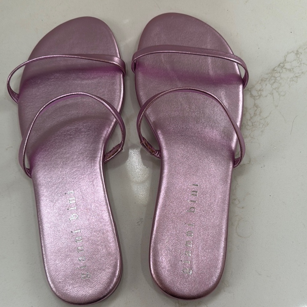 Gianni Bini Pink Slip-On Sandals with Metallic Finish